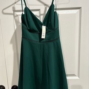 Francesca's Collections Green Dress with Lace Detail